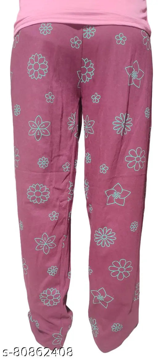 Cotton blend maxi length summer pajama combo for women, colorful prints and elastic waistband, sasta sales India