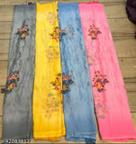 Weightless printed cotton blend saree with matching georgette running blouse, vibrant Indian print on display