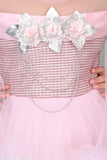 Pink embellished net dress, festive/wedding/birthday party wear for girls aged 4-10, Indian origin