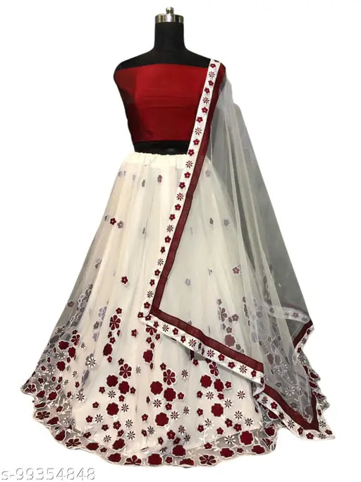 Silk & net Abhisarika refined lehenga set for women, semi-stitched with choli and dupatta, Indian origin