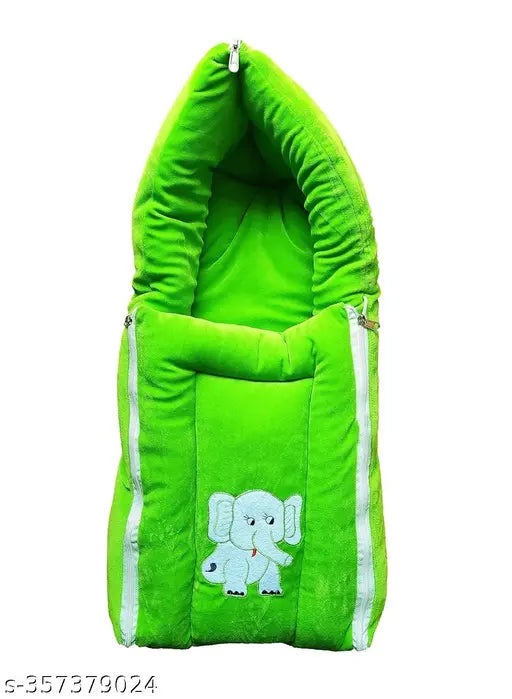 Velvet cotton unisex baby sleeping bag with embroidered net, for newborn to 9-month co-sleeping and portable bassinet use, India origin