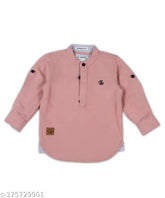 Pink cotton regular fit kurta with round neck for kids, soft and stylish, size 6-12 months