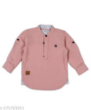Pink cotton kurta for children aged 6-15 years, soft and stylish regular fit with round neck
