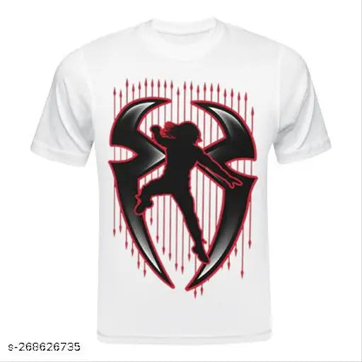 Euxein Roman Reign Logo WWE printed half-sleeve t-shirt in polycotton, features polydot pattern for boys and men
