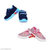 Stylish Navy blue Kids LED Shoes & Pink Sparkle Party Wear, breathable canvas/rubber blend, unisex, 0-5 years, adjustable velcro closure, ideal for night outings