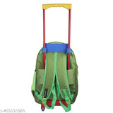 Waterproof green trolley bag, 40L, 18 inches. Polyester net material, spider print design, suitable for school essentials. Durable and easy to carry with adjustable straps and Pu wheels