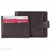 Black leather men's wallet with pen combo, RFID protected, 2 compartments, 5 card slots, gift boxed for men's gifts