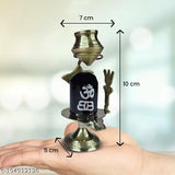 Haridwar Divine Brass Adi Shankara Shivling, natural stone with jaladhari lota kalash for home temple puja/pooja/jalabhishekam. Dimensions: 7cm L x 10cm H x 5cm B. One of a kind Indian temple accessory