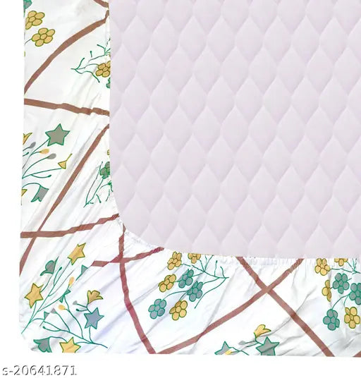 Cotton printed elastic fitted king size double bedsheet with Jambo pillow covers (pack of 1), polycot blend for comfortable sleep