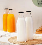 Clear glass fridge water bottles (pack of 6), leak-proof and suitable for milk, juice, shakes, and all types of liquid