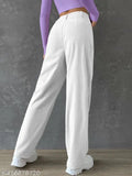 Stylish cotton-lycra women's trouser, solid net, XXL for casual occasions