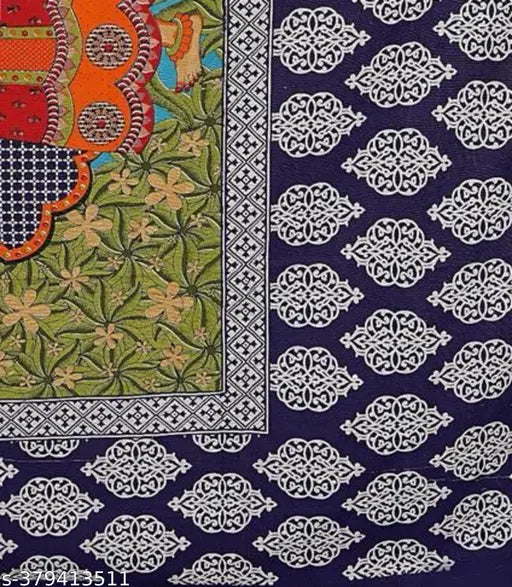 180 tc pure cotton Jaipuri double bed sheet set with 2 pillow covers, vibrant multi-color design, ideal for adult use in mild winter