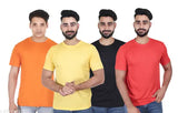Polyester men's micro dry fit sports t-shirts pack of 4, round neck, keep you sweat-free throughout day. Regular fit, suitable for all physiques, available in multiple colors - Indian origin