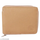 Brown PU two-fold leather wallet for men, durable design with 3 card slots, coin pocket, and currency compartment. Handcrafted in India