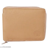 Brown PU two-fold leather wallet for men, durable design with 3 card slots, coin pocket, and currency compartment. Handcrafted in India