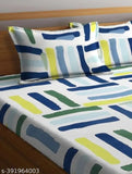 Glace cotton, geometric printed double bedsheet set with 2 matching pillow covers, ideal for summer