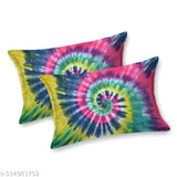 Multi-colored rainbow tie-dye, 100% cotton king size bedsheet with 2 stitched pillow covers, ideal for summer and all seasons