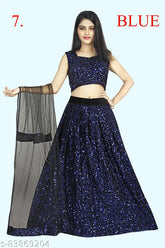 Embellished velvet lehenga-choli set, semi-stitched with net dupatta, Indian traditional wear for 3-14 years