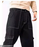 Solid denim men's 6-pocket cargo jeans - Size 28/30/32 from India