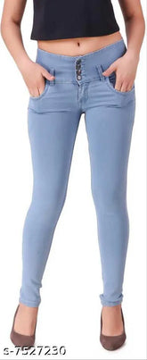 Stylish western denim men's knee cut jeans - solid color, high-quality fabric, 4 button closure