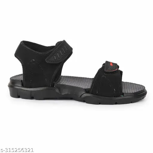 Black synthetic EVA kids sandal with Velcro fastening, ideal for boys (sizes: 5-5.5yrs, 5.5-6yrs, etc.). XDOX Kids sandal for kids & girls