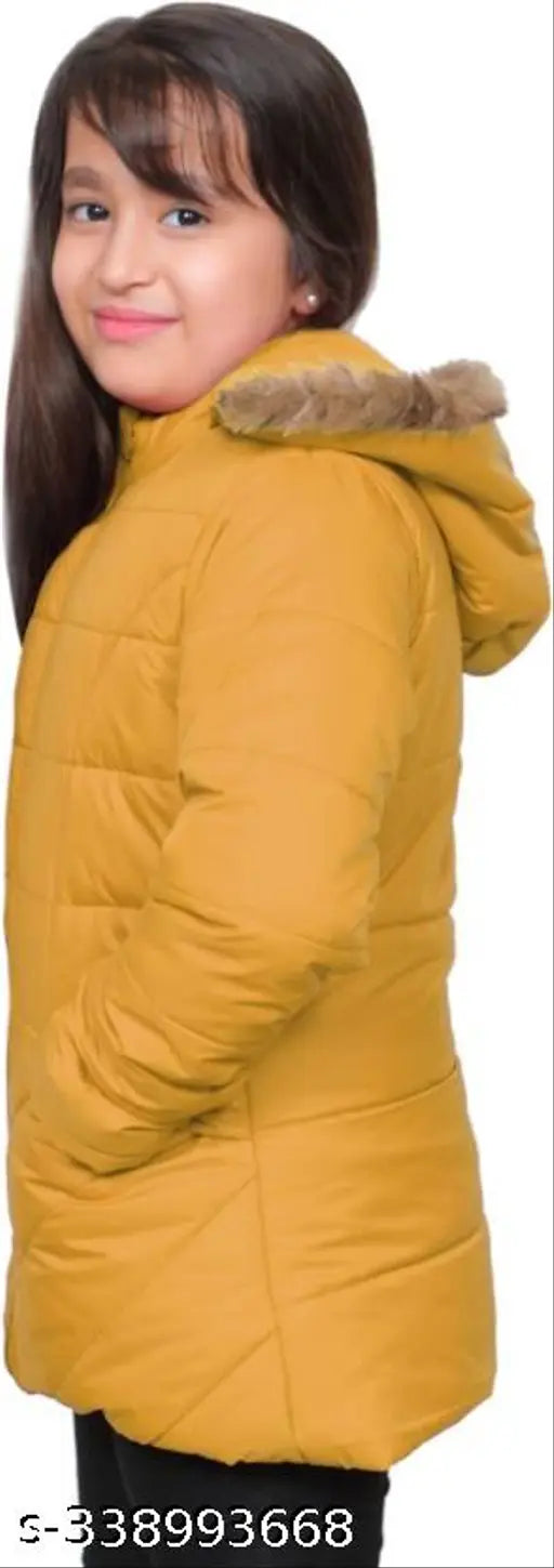 Solid nylon winter jacket for girls, stylish design in sizes 6-7 years, Indian origin