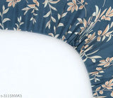 Glace cotton botanical fitted double bedsheet, superfine quality, ideal for summer. Elastic trim for perfect fit, includes 2 pillow covers