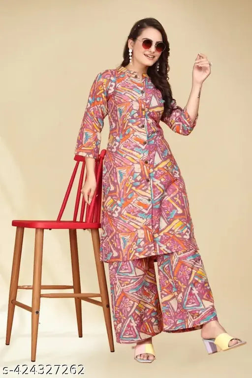Polyester cord set, versatile palazzo set with rough & tough fabric, ideal for various outfits. Made in India