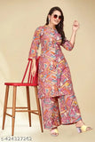 Polyester cord set, versatile palazzo set with rough & tough fabric, ideal for various outfits. Made in India