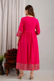 Rayon women's three-quarter sleeve solid anarkali kurti, ideal for parties