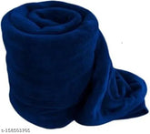Blue solid plain polar fleece single bed blanket by NG Products, 60x90 inches