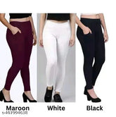 Striped cotton blend jeggings pack (S, M, L, XL, XXL, free size) - ankle length stretchable jeggings for girls & women, India origin