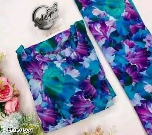 New designer faux georgette long kurta with dupatta for women, printed net, three-quarter sleeves, M (38in/52in/28in/38in), Indian handcrafted fashion accessory