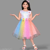 Pink net frock, embellished for cute elegant kids, ideal for parties