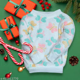 Woolen batter sweater, printed net design, ideal for winter and parties (2-3 yrs, round neck, long sleeves)