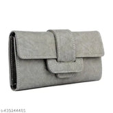 PU leather daily-use wallet cum clutch, solid pattern, free size (7x4 inches), stylish accessory for women