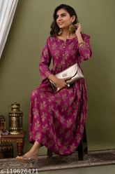 Rayon three-quarter sleeve printed fashionable kurti for women, vibrant combo design, size M (bust 38in), India origin