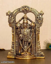 Gold-plated Tirupati Balaji Murti, 25.5cm decorative showpiece for spiritual home decor, Indian origin