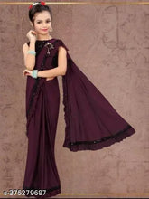 Poly Silk baby girl saree for weddings & parties, sequin detail, Indian traditional wear