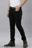 Black polycotton men's jeans, slim fit, mid-rise, comfortable style by RusticBloom