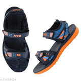 Synthetic navy sports sandal with EVA sole for boys, featuring Velcro fastening and printed net pattern, ideal for regular use and outdoor activities