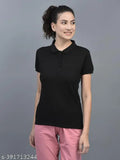 Yellow cotton blend Dollar Women's Solid Polo Neck T-shirts pack of 2, short sleeve, stylish branding, upgraded wardrobe essential