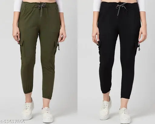 Lycra Toko joggers combo for girls - 2 pack, elasticated waist, dori - affordable quality, athletic wear for women