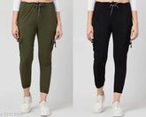 Lycra Toko joggers combo for girls - 2 pack, elasticated waist, dori - affordable quality, athletic wear for women