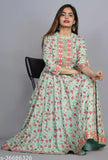 CGREEN Rayon Women's Printed Flared Kurta, three-quarter sleeves, ideal for festive and party wear