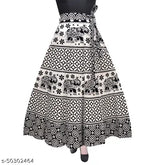 Majestic Women's cotton printed wrap skirt, free size, ideal for casual outfits, Indian-made