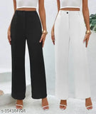 New Woman trendy cotton blend trousers in solid net, sizes 26-34 (India)