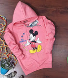 Indian cotton blend kids winter fleece hoodie, printed pattern, long sleeves, pullover top wear (4-5 years)