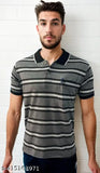 Red and Cream Striped Polo T-Shirts for Men (2 Packs), cotton blend with short sleeves, available in L & XXL/40in chest size, Indian brand Krishiika Enterprise