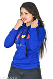 Wool girls hoodie sweatshirt with printed pattern, long sleeves for kids (age range in description)